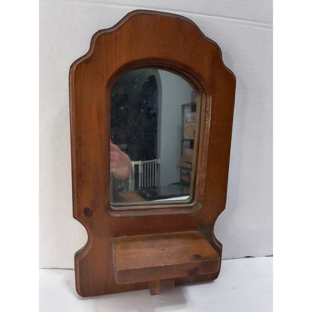 Vintage Wood  16" Mirror With Stand